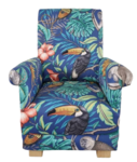 Adult Armchair iLiv Rainforest Fabric Chair Marine Blue Toucans Accent Apes Monkeys Nursery Small