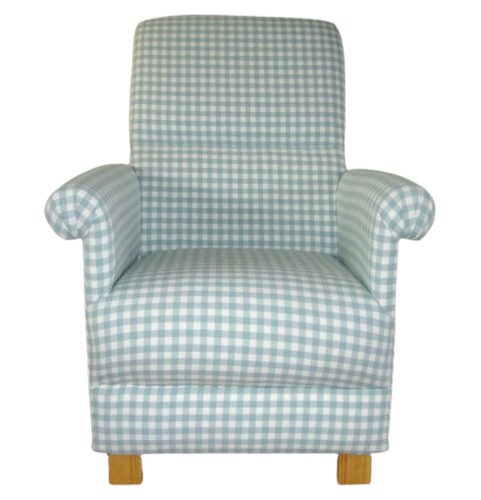 Laura Ashley Duck Egg Gingham Fabric Adult Chair Armchair Green Check Nursery