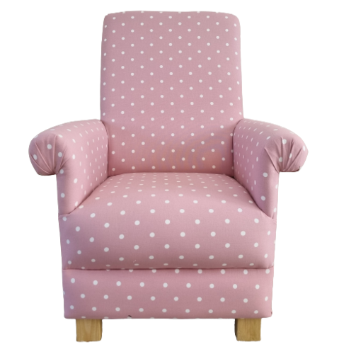 Clarke Pink Dotty Spot Polka Dot Fabric Adult Chair Nursery Bedroom Spots Accent Armchair Kitchen