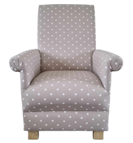 Clarke Taupe Dotty Spot Polka Dot Fabric Chair Nursery Beige Shabby Chic Armchair