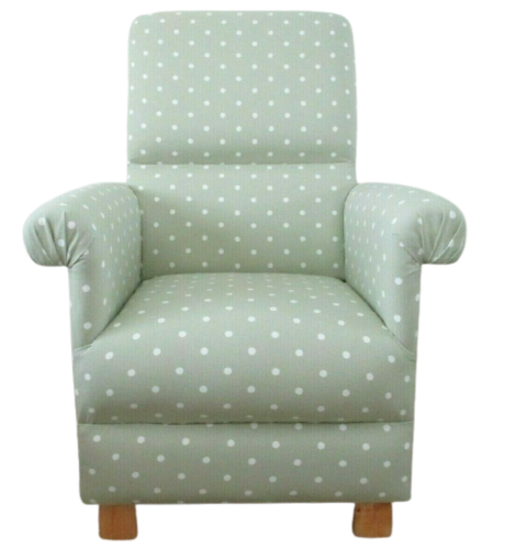 Clarke Sage Green Dotty Spot Fabric Chair Nursery Bedroom Shabby Chic Armchair Polka Dots