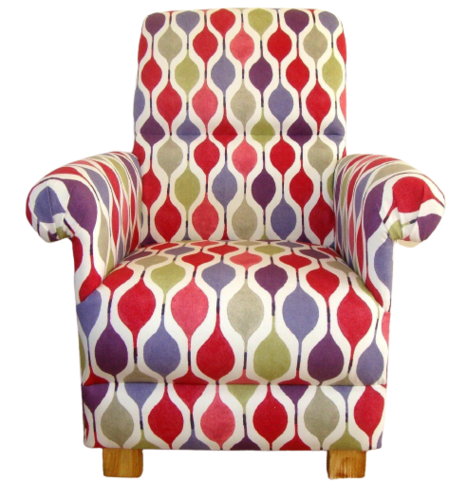Prestigious Verve Berry Red Fabric Adult Chair Armchair Nursery Retro Style Bedroom Living Room