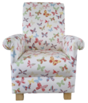 Prestigious Butterflies Chintz Fabric Adult Chair Armchair Cream Pink Nursery Nursing Accent Pink