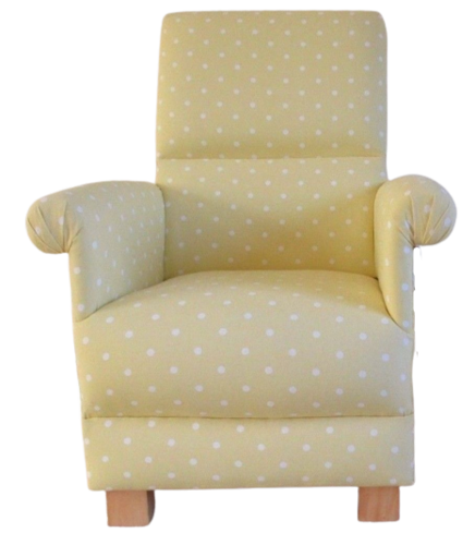 Clarke Dotty Yellow Spot Fabric Adult Chair Lemon Polka Dot Armchair Nursery Dots