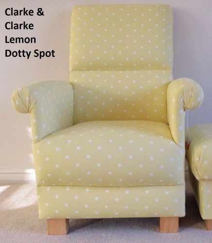 Clarke Dotty Yellow Spot Fabric Adult Chair Lemon Polka Dot Armchair Nursery Dots