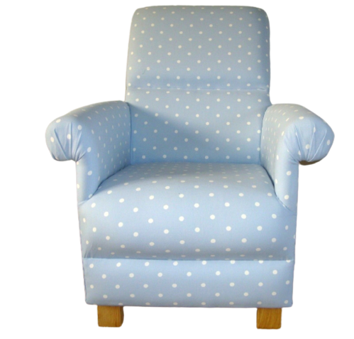 Clarke Dotty Blue Spot Fabric Child's Chair Polka Dot Kids Nursery Armchair Spotty Dots