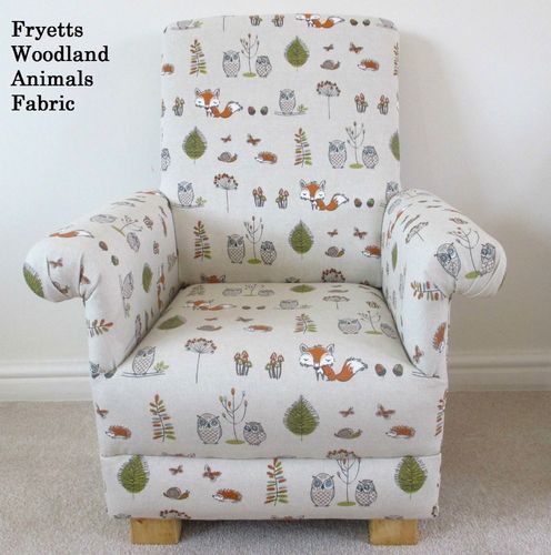Fryett's Woodland Animals Fabric Child's Chair Kids Nursery Fox Bedroom Armchair