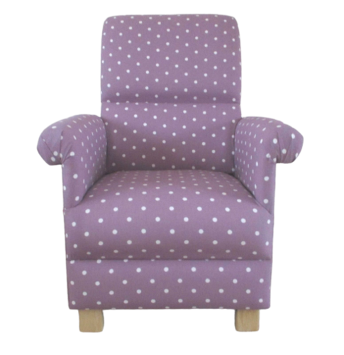 Clarke Lilac Dotty Spot Fabric Adult Chair Polka Dot Nursery Bedroom Mauve Polka Dots Spotty