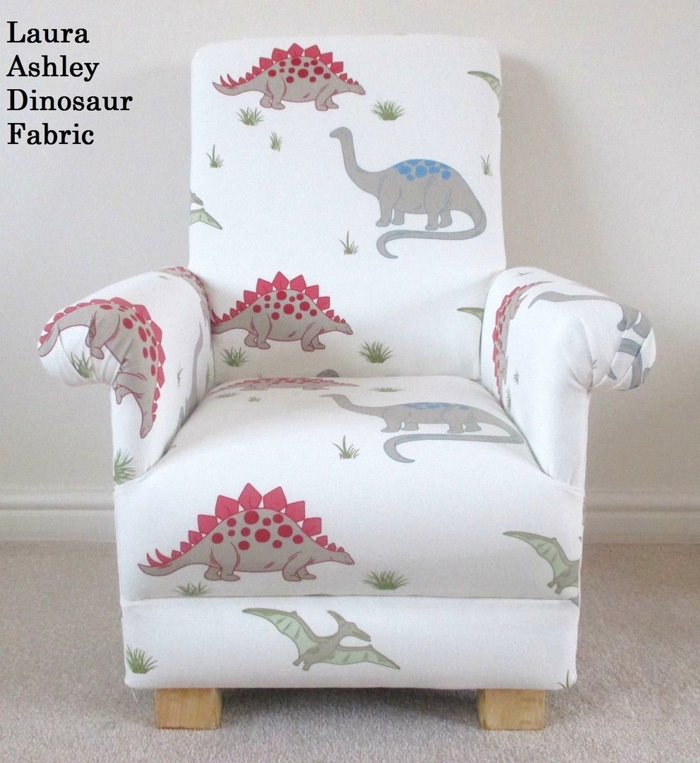 Laura Ashley Dinosaur Fabric Child S Chair Kids Nursery Bedroom T Rex Dinosaurs Armchair Red Blue