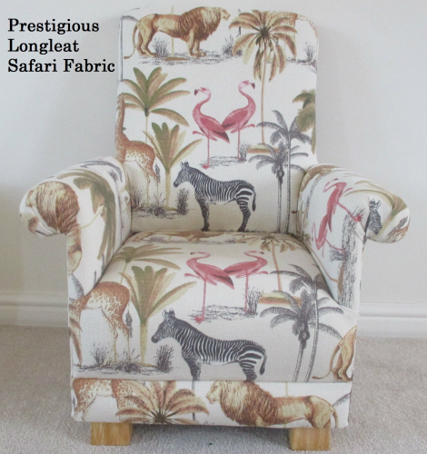 Prestigious Longleat Safari Fabric Child's Chair Kid's Armchair Grey Animals New