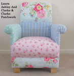 Laura Ashley and Clarke & Clarke Fabric Patchwork Nursery Armchair Pink Duck Egg