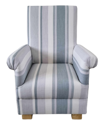 Laura Ashley Awning Stripe Dove Grey Fabric Adult Chair White Nursery Armchair Stripey Accent Lounge