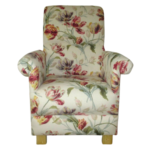 Laura Ashley Gosford Cranberry Red Fabric Adult Chair Cream Nursery Occasional Living Room Bespoke
