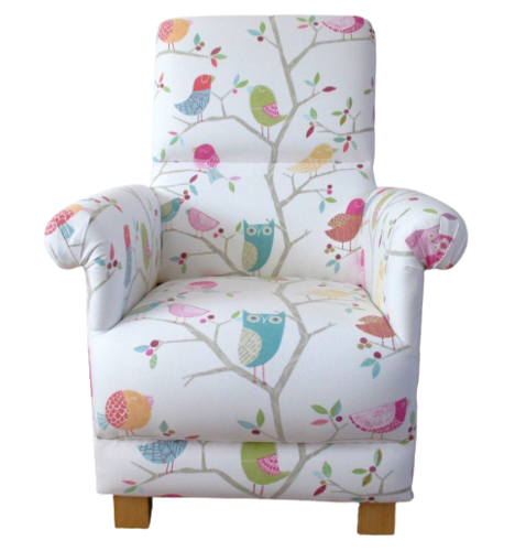 Harlequin What A Hoot Fabric Adult Chair Owls Nursery Bedroom Pink