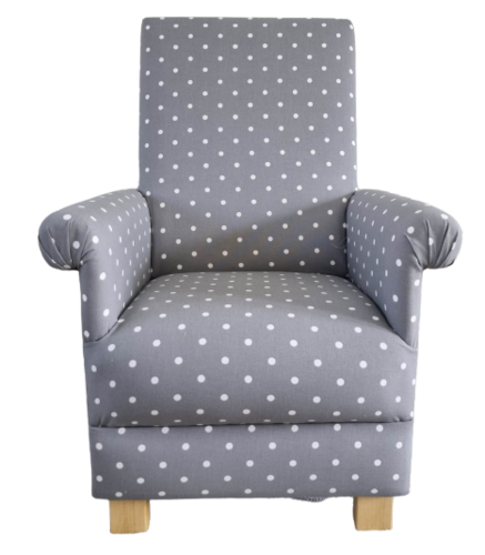 Clarke Dotty Spot Smoke Grey Fabric Adult Chair Nursery Polka Dot Armchair Spotty Spots