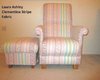 Laura Ashley Clementine Stripe Fabric Chair & Footstool Pink Nursery Lilac Armchair Patchwork Blue