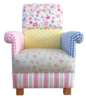 Laura Ashley Patchwork Fabric Adult Chair Stripes Spots Gingham Pink Lemon Floral Armchair Nursery