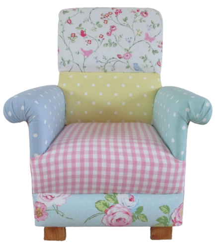 Laura Ashley Patchwork Fabric Child's Chair Pink Fairy Spotty Nursery Bedroom Kid's Armchair Floral