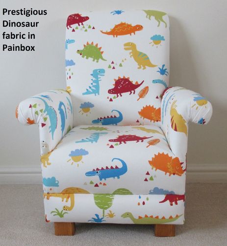 Prestigious Dinosaur Fabric Child's Chair Paintbox Blue Nursery Kids Armchair T-Rex Bedroom