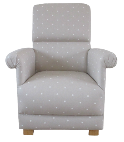 Clarke Etoile Linen Fabric Adult Chair Stars Nursery Taupe Beige Armchair Nursing Accent Bespoke
