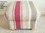 Laura Ashley Awning Stripe Fabric Footstool Raspberry & Lichen Red Natural Footstall Pouffe Stripey