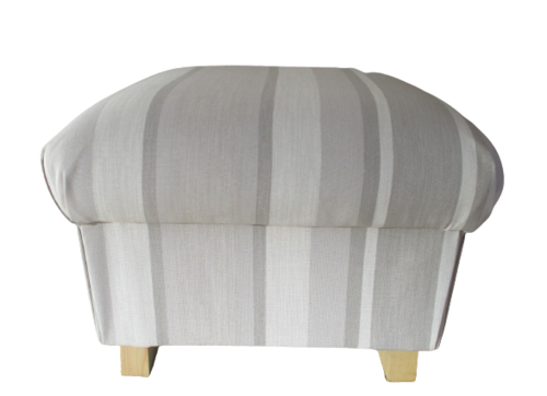 Laura Ashley Awning Stripe Dove Grey Fabric Footstool Footstall Poufee Shabby Chic