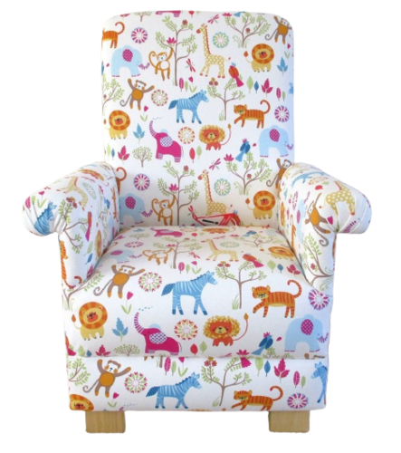 Prestigious Jungle Boogie Fabric Child's Chair Animals Zoo Elephants Zebra Lions Armchair Nursery
