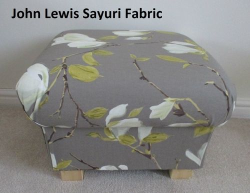 Prestigious Sayuri Fabric Footstool Moleskin Floral Footstall Pouffe Beige Cream