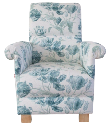 Laura Ashley Gosford Duck Egg Fabric Adult Chair Blue Green Floral Flowers Nursery Bespoke Bedroom