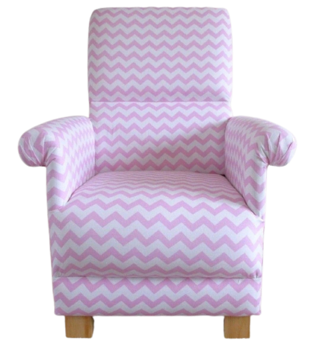 Pink Zig Zag Fabric Adult Chair Chevron Armchair Nursery White Bespoke Girl's
