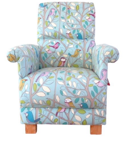 Tweety Birds Fabric Adult Chair Duck Egg Armchair Nursery Nursing Bird Bedroom