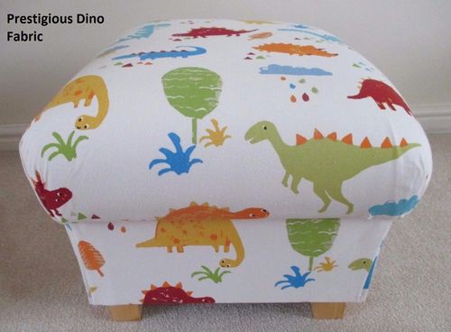 Prestigious Dino Dinosaurs Fabric Footstool Nursery Footstall Pouffe T-Rex Nursing