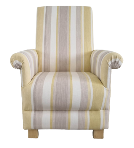 Laura Ashley Awning Stripe Camomile Fabric Adult Chair Nursery Armchair Lemon Cream Bedroom Mustard