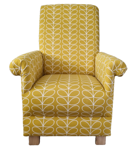Orla Kiely Linear Stem Fabric Adult Chair Dandelion Mustard Armchair Designer Bedroom Accent Nursery
