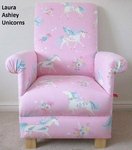 Laura Ashley Unicorns Fabric Child's Chair Girls Armchair Pink Flying Winged Horned Magical