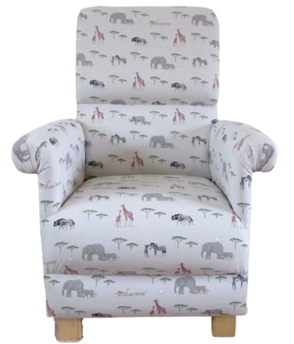 Sophie Allport Safari Animals Adult Chair Armchair Grey Nursery Zoo Accent Elephants Giraffes