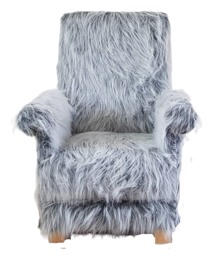 Grey Faux Fur Fabric Adult Chair Armchair Sensory Accent Teddy Bear Small Bespoke