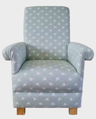 Accent Green Armchair Fryetts Honey Bees Fabric Adult Chair Duck Egg Bedroom Kitchen Nursery Small