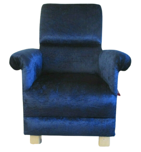 Navy Blue Crushed Velvet Fabric Adult Chair Armchair Bedroom Living Room Small Nursery Nursing