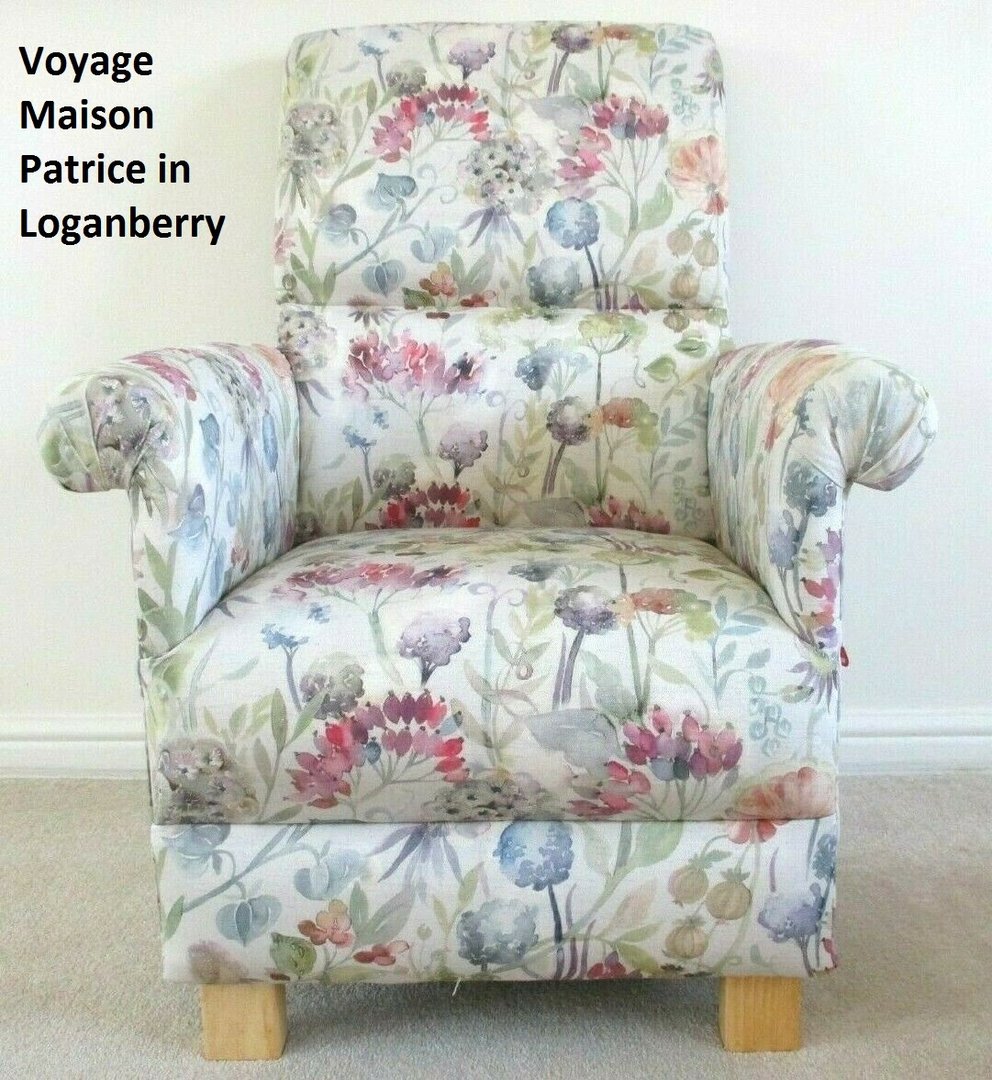 Footstool Pouffe Voyage Maison Patrice Loganberry Linen Fabric Footstall Floral 