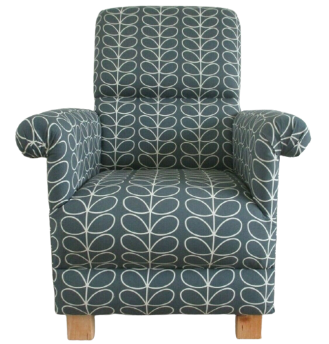 Orla Kiely Linear Stem Cool Grey Fabric Adult Chair Armchair Nursing Nursery Accent Lounge Kitchen