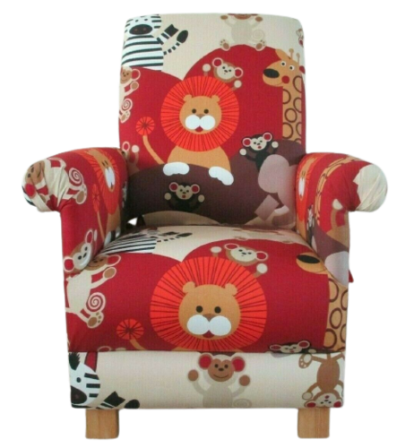 Nursery Armchair Accent Chair in Prestigious Cheeky Monkeys Fabric Animals Adult Size Lions Giraffes