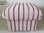 Storage Footstool in Laura Ashley Luxford Stripe Cranberry Fabric Footstall Pouffe Red Beige British