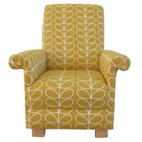 Orla Kiely Linear Stem Dandelion Fabric Children's Chair Kids Armchair Ochre Mustard Child's Bedroom