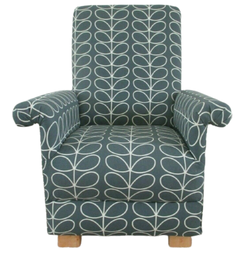 Orla Kiely Linear Stem Cool Grey Fabric Kids Chair Child's Armchair Nursery Bedroom