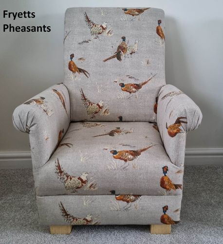 Child's Chair Fryetts Pheasants Fabric Kids Armchair Children's Beige Birds Nursery Bedroom Small