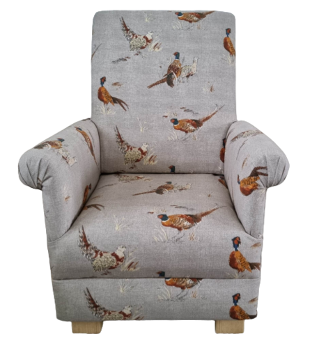 Child's Chair Fryetts Pheasants Fabric Kids Armchair Children's Beige Birds Nursery Bedroom Small
