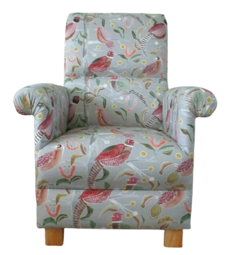 Voyage Lossie Fabric Adult Chair Armchair Birds Grey Sandstone Pink Lilac Nursery Accent Small