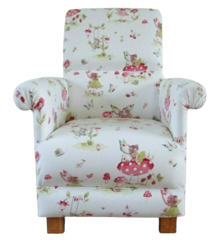iLiv Fairy Fabric Adult Chair Pink White Armchair Nursery Bedroom Accent Nursing