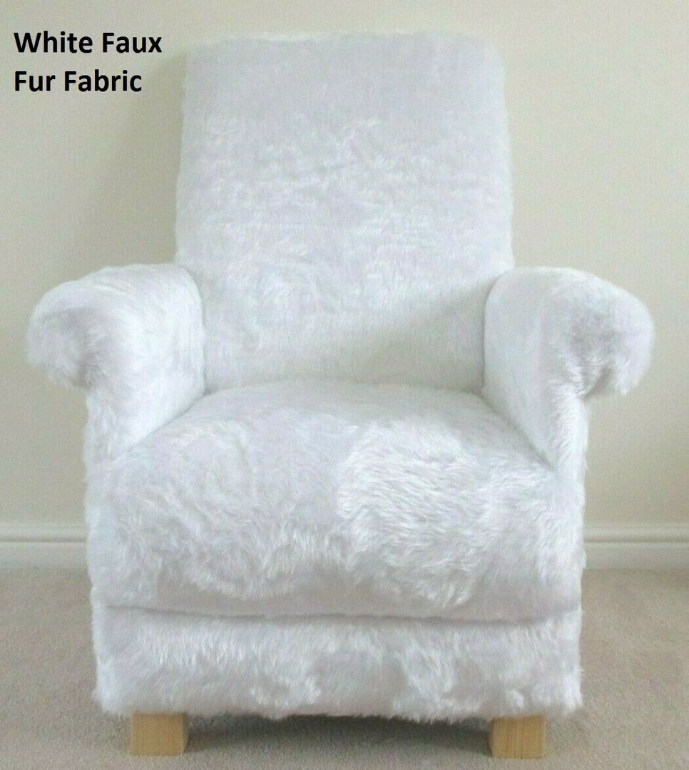 White Faux Fur Adult Chair Armchair Furry Teddy Bear